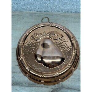 Vtg O.D.I. Copper Round Mold Tin Lined Wall Decor 7,5in Pears